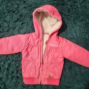 Carhartt Pink Sherpa Lined Hooded Jacket Youth Girls Size 5 Workwear